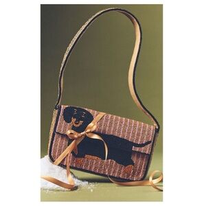 Anthropologie Dachshund The Fiona Beaded Bag Animal Edition Striped Dog NWT